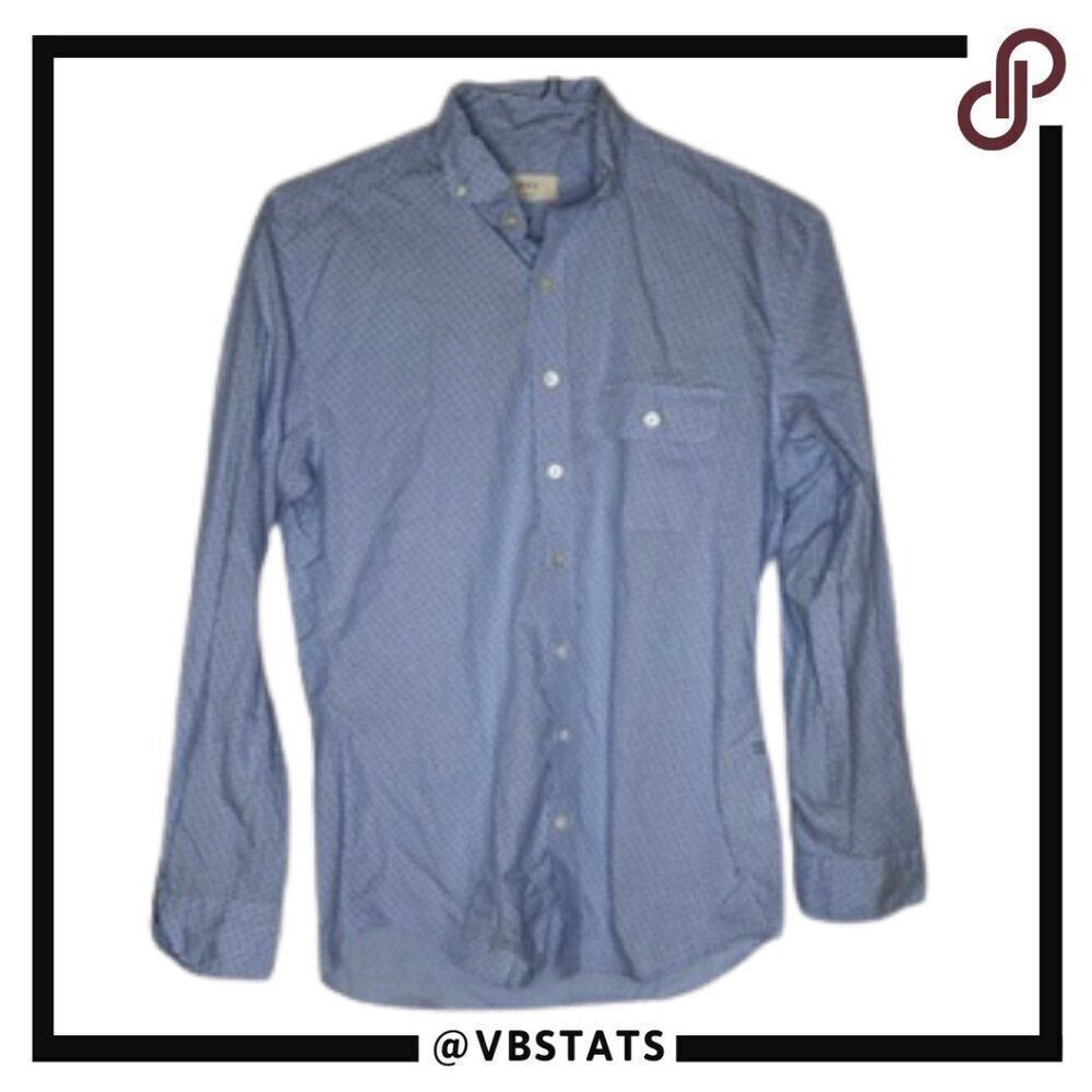 Rye 51 Small Blue with Graphic Small Print LS‎ Button Down Shirt